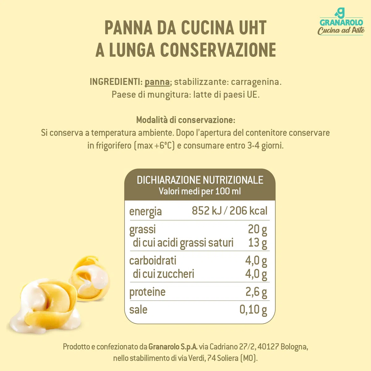 Granarolo, Panna da Cucina UHT, Cucina ad Arte, Buona e Cremosa, Ottima per Velocizzare Ogni Ricetta in Modo Gustoso, 100% Made in Italy, 24 Brik da 100 ml