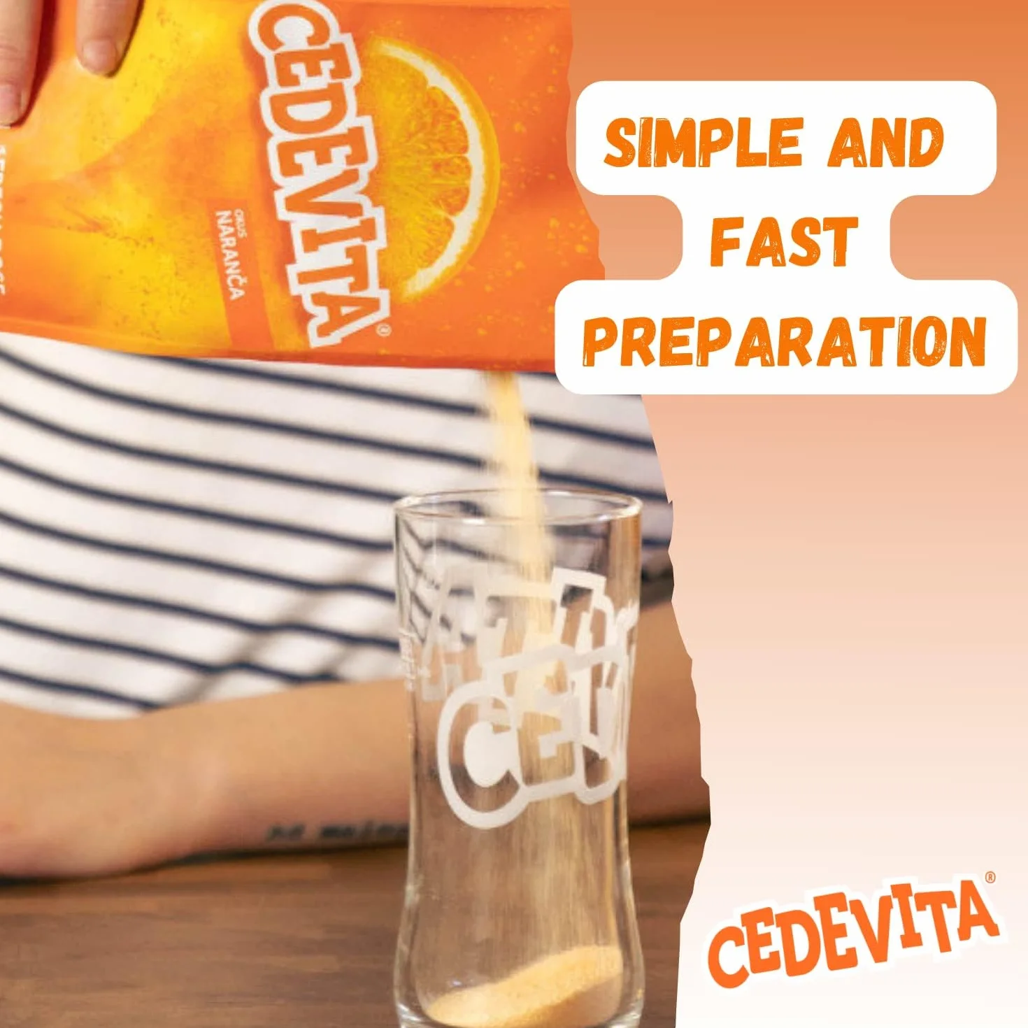 Cedevita orange 2 x 1 kg di polvere effervescente naranca con 9 vitamine per bevande analcoliche da 26 litri
