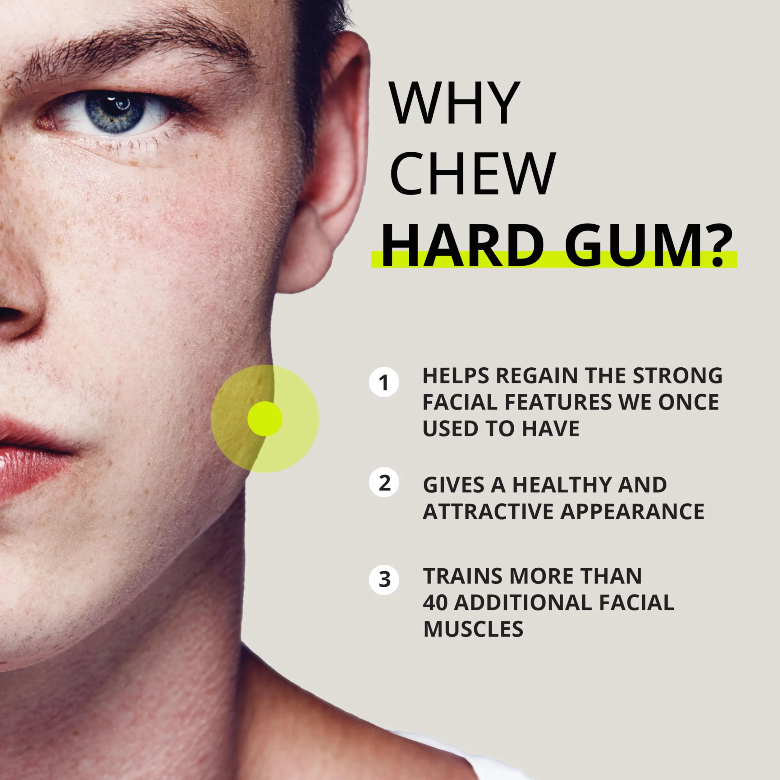 Jawliner Jawline - Gomma da masticare, resistente, da masticare, per scolpire la mascella, per allenare la mascella, per uomini e donne, a forma di melone, 40 pezzi