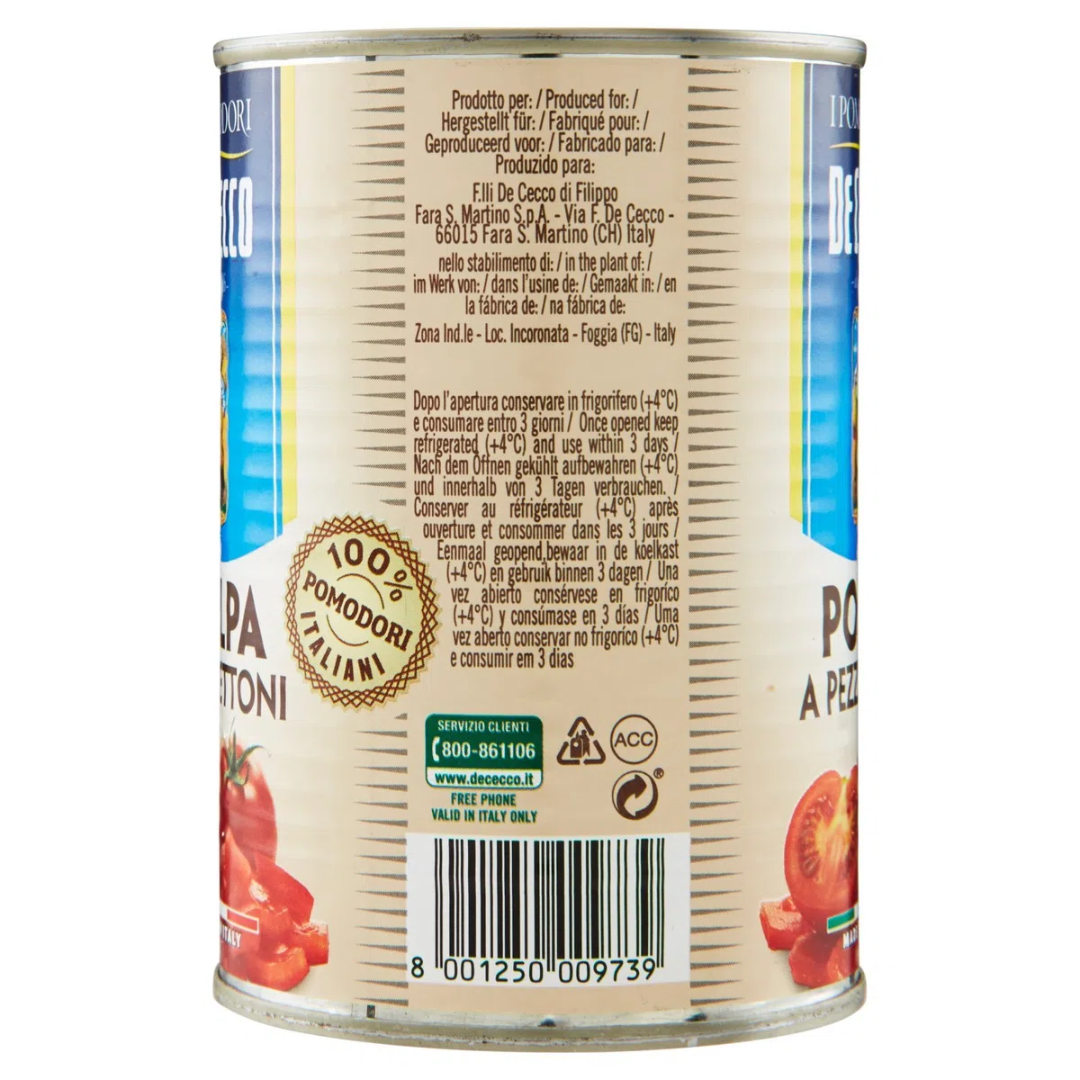 De Cecco Polpa a Pezzettoni - 6 pezzi da 400 g [2400 g]