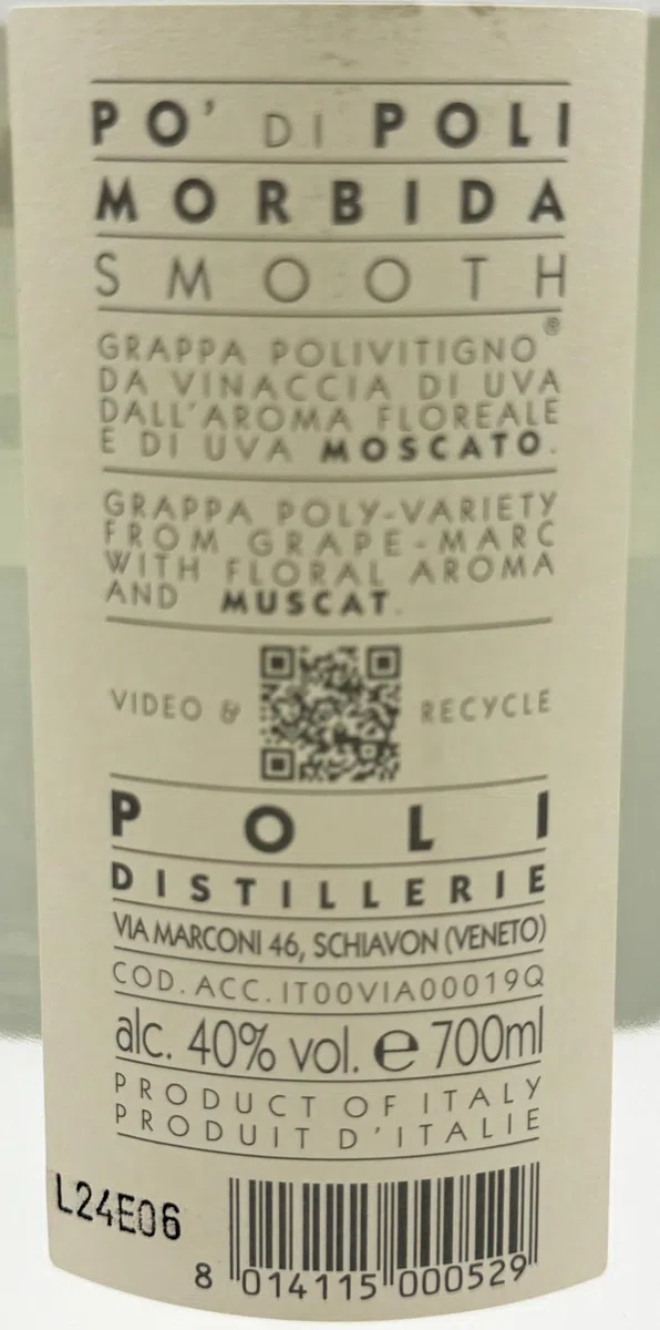 Poli, Grappa PO' Morbida (Moscato) - 700 ml