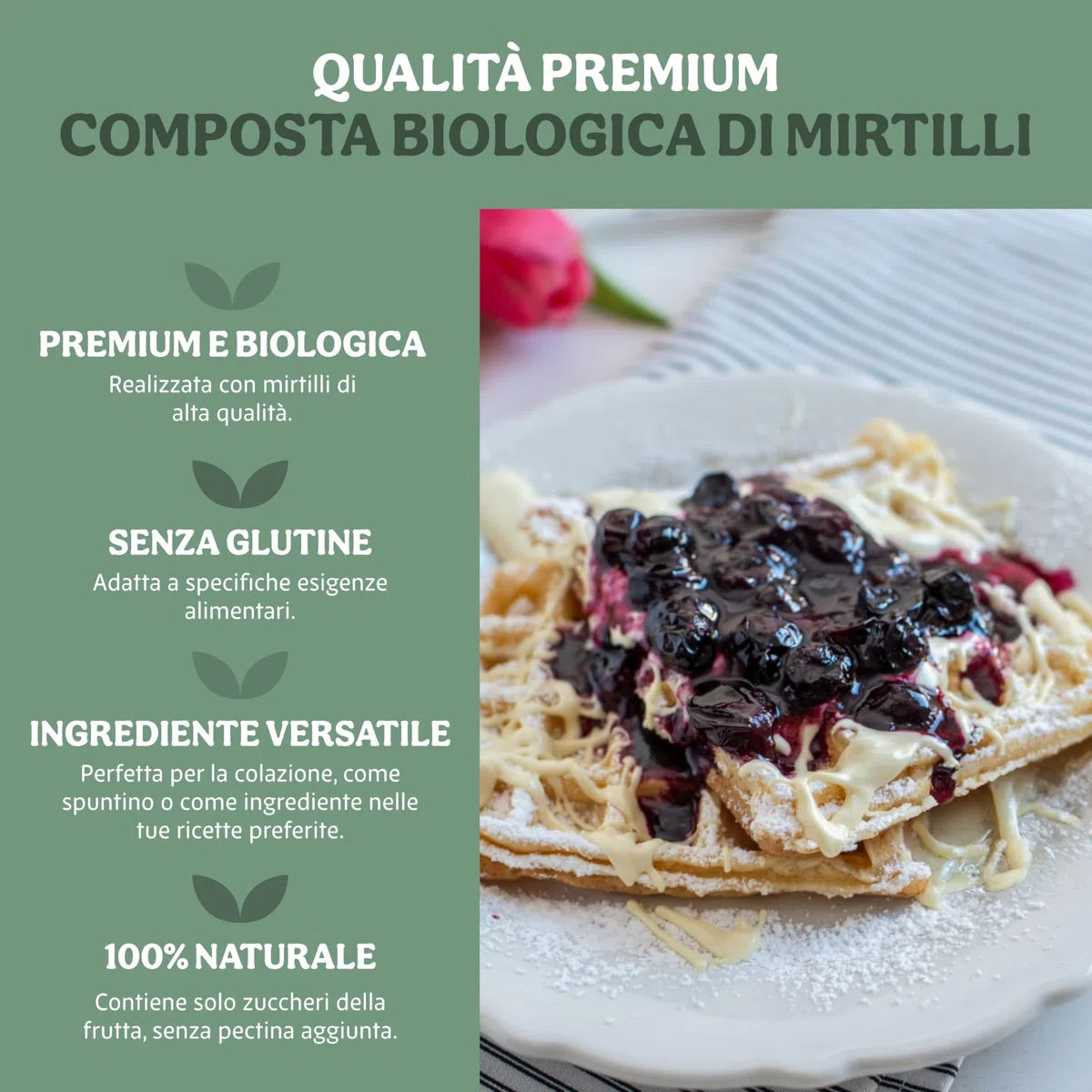 Probios Composta di Mirtilli Bio - Senza Glutine e Composta di Frutta Senza Zucchero - Dolcezza e Sapore Naturale senza Pectina Aggiunta - Confezione da 6 x 220 g