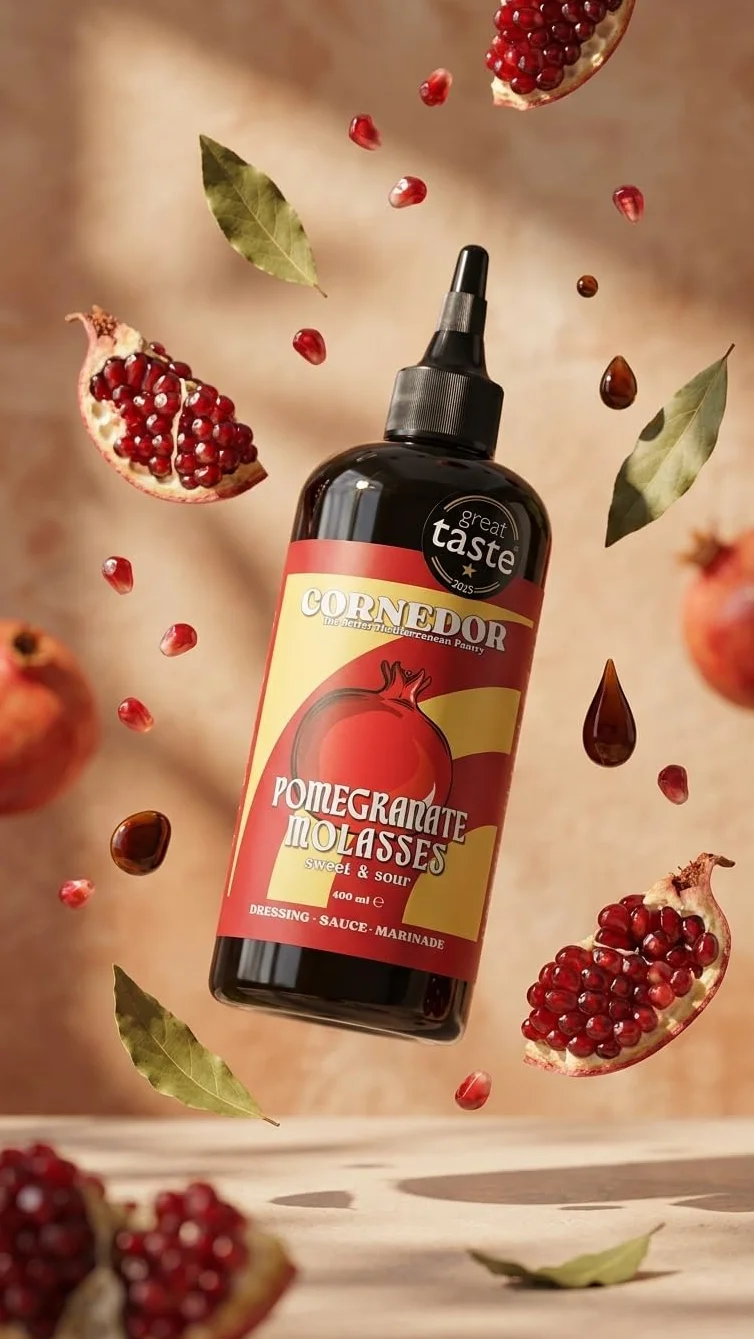 CORNEDOR - Melassa di melograno | 400 ml | Sciroppo, condimento, salsa, marinata, | agrodolce | 100% melograno, senza zuccheri aggiunti, senza additivi