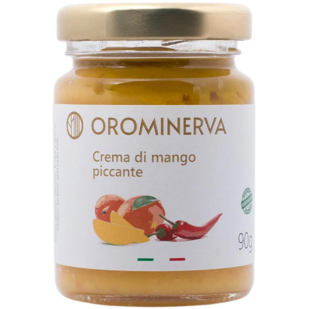 OROMINERVA - 4 vasetti di Crema di mango piccante spalmabile, crema vegetariana