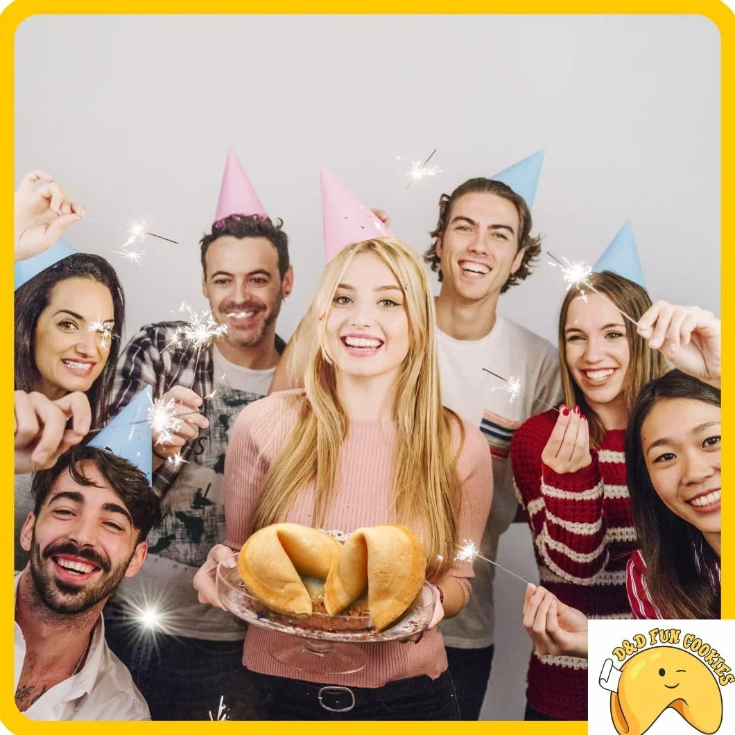 D&D Fun Cookies Biscotti della Fortuna 50 pezzi | Biscotti compleanno | Per una Festa | Biscotti della fortuna cinesi | Biscotti confezionati singolarmente | Biscotti regalo | Fortune Cookies