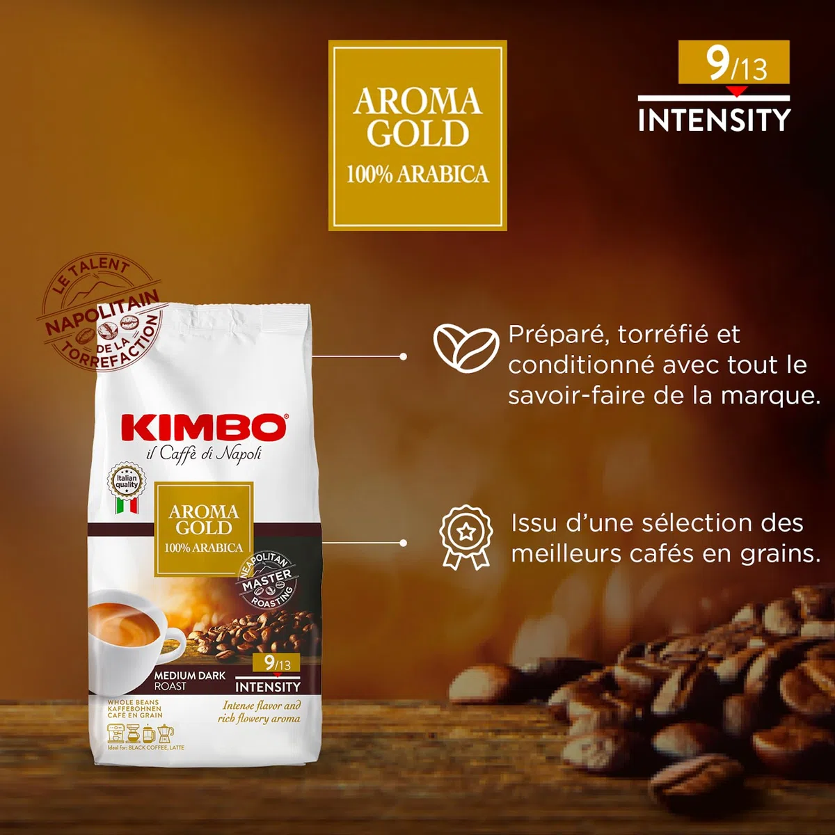 Kimbo Aroma Gold - Coffee Beans 1kg (1 kg, Whole bean)