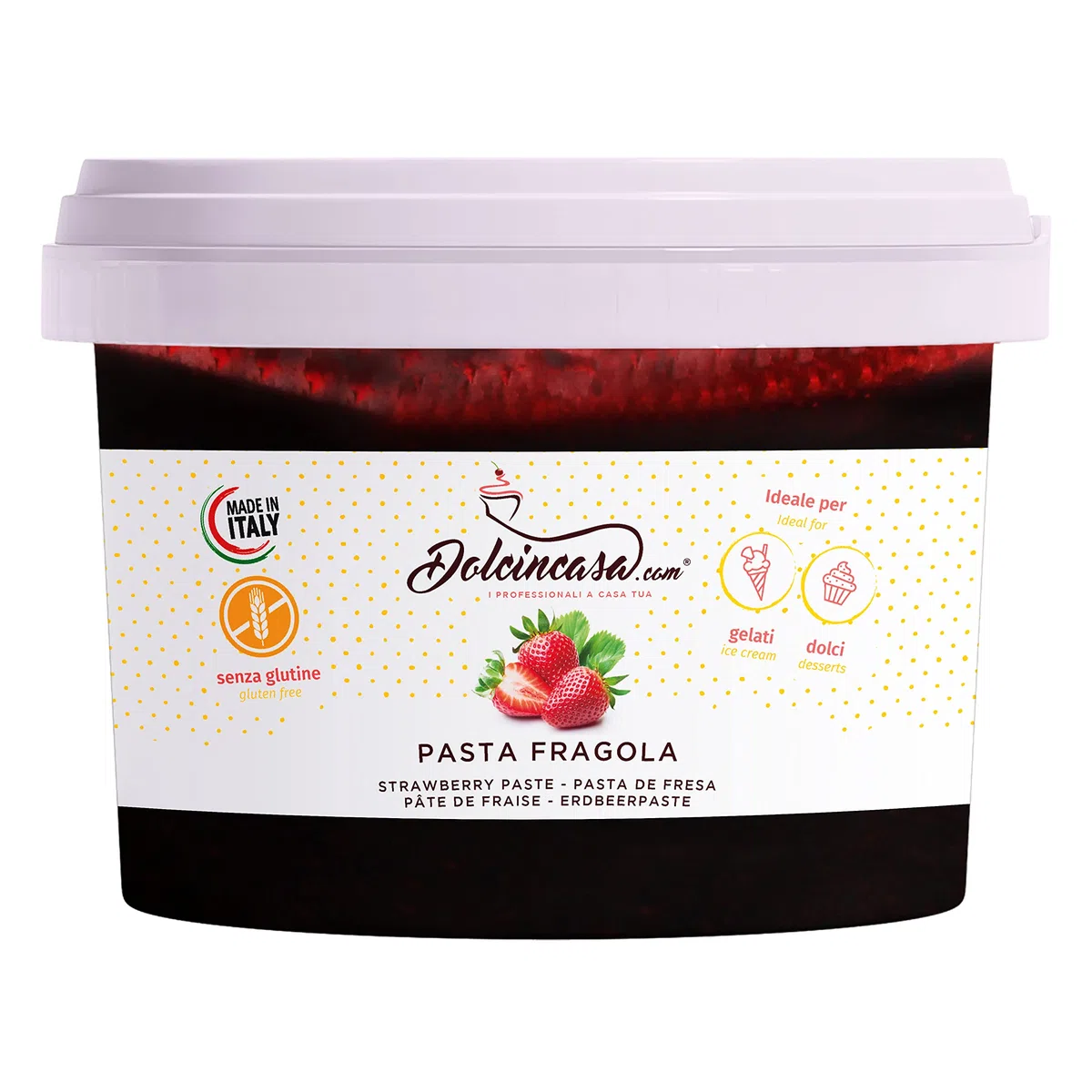 Dolcincasa-Pasta Gelato alla Fragola 500g per gelato dolci alla fragola e granite italiana senza glutine