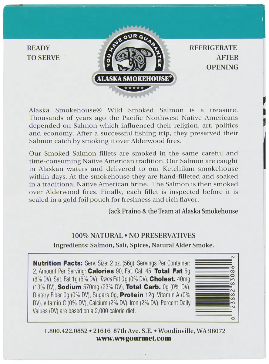 Alaska Smokehouse Premium Smoked Salmon, 4 Ounce Gift box