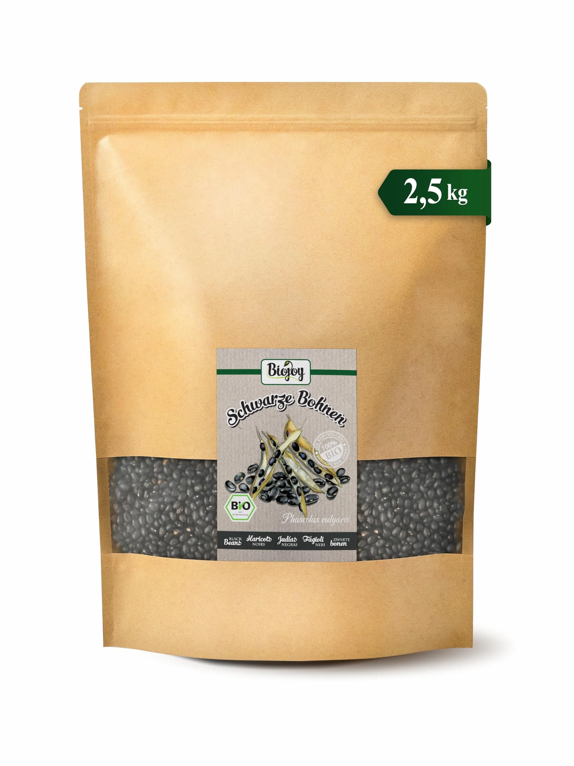 Biojoy Fagioli neri Biologici (2,5 kg), secchi e interi, senza additivi