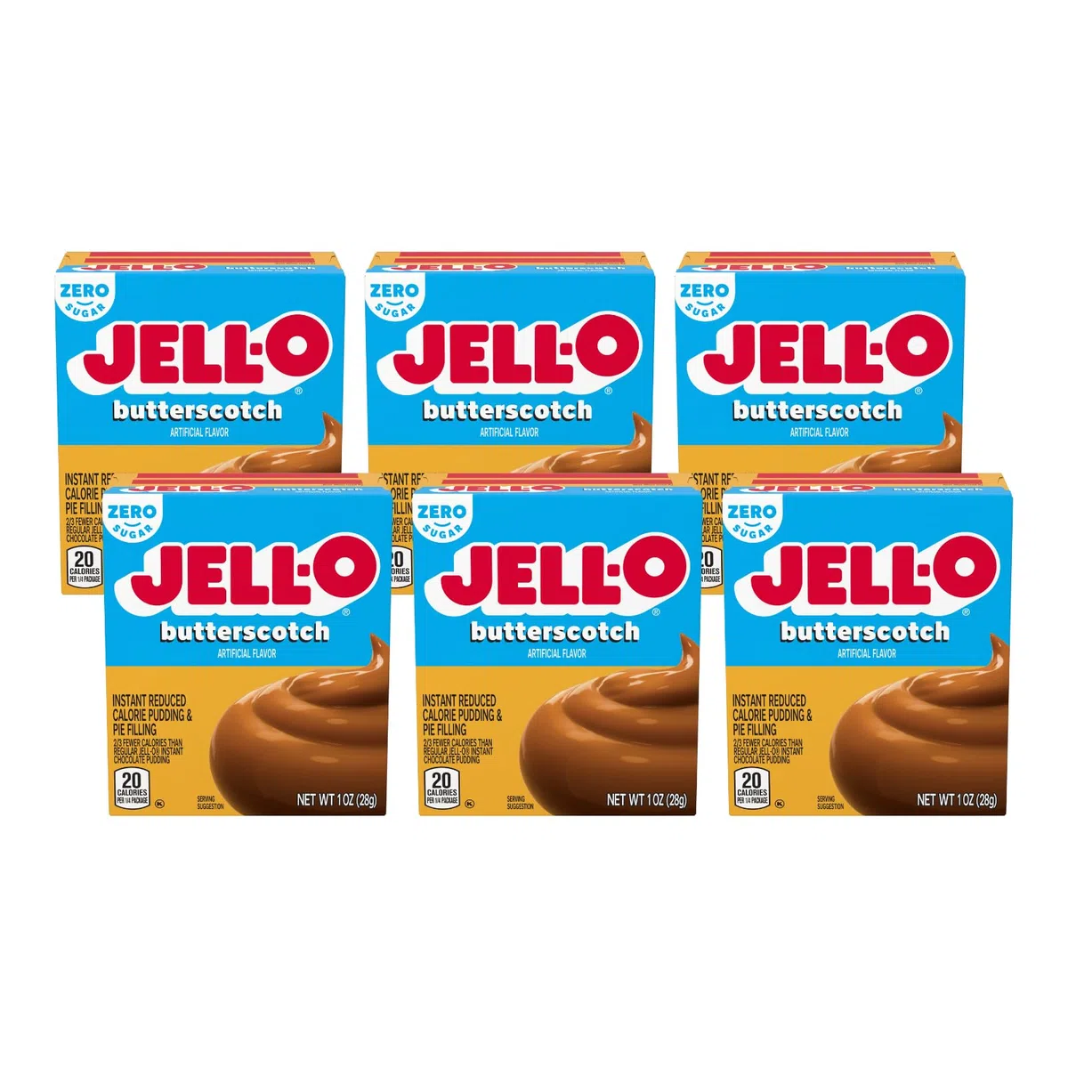 Jell-O Sugar-Free Instant Pudding and Pie Filling, Butterscotch, 1-Ounce Boxes (Pack of 6)