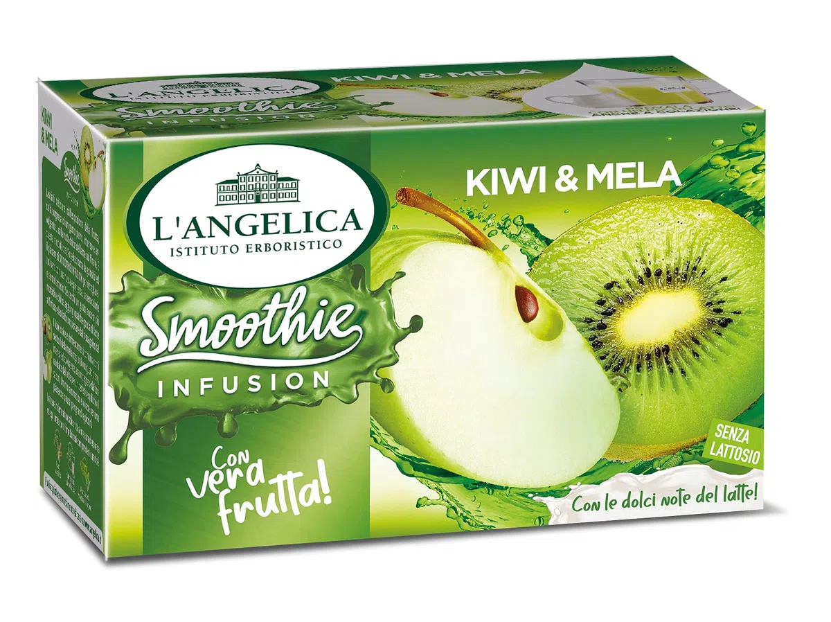 L'Angelica, Infuso Smoothie Kiwi e Mela, Infuso al Gusto Kiwi e Mela con Base Latte, Mix di Aromi per una Pausa di Dolce Relax, Zero Calorie e Senza Lattosio