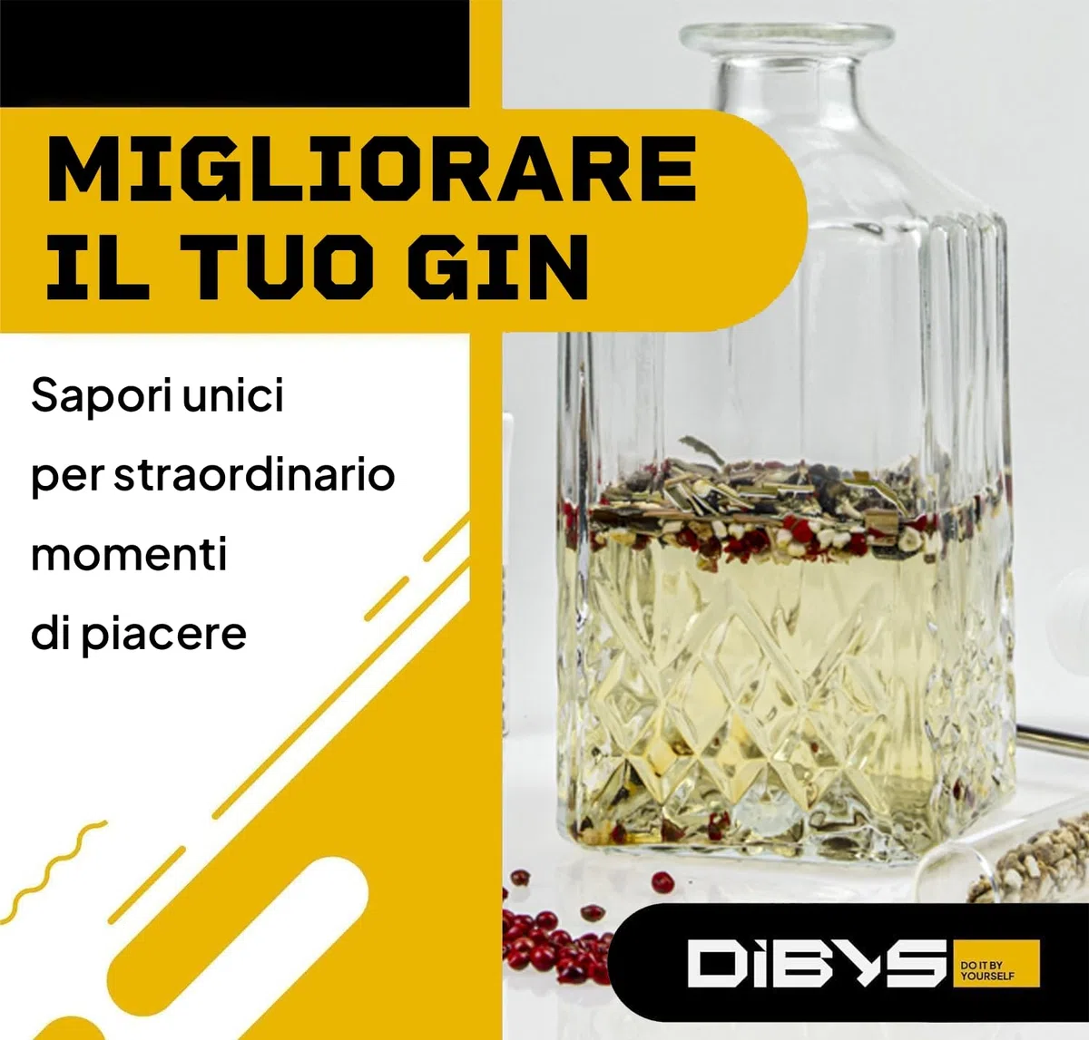 DIBYS Mini Kit Gin Botanico | Set Fai-Da-Te con 12 Spezie Naturali per Gin Tonic e Cocktail | Kit di Infusione con Carte Ricetta e Scatola in Legno | Set Regalo per Uomini e Donne | Set per Fare Gin