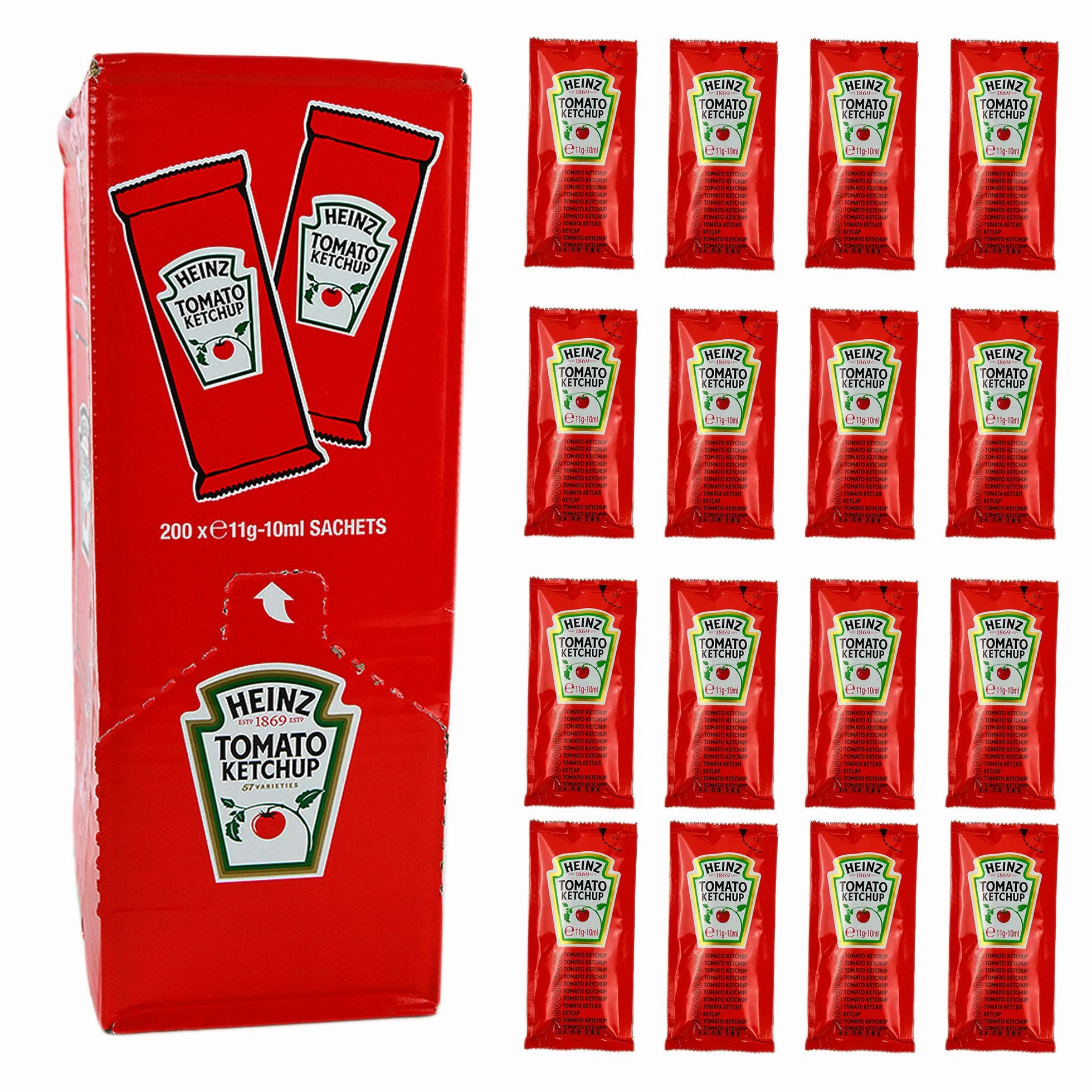 Heinz PZ 200 Salsa Ketchup in BUSTINA da 11 GR Ideale per Patatine, PANINI, Hamburger E PANINI