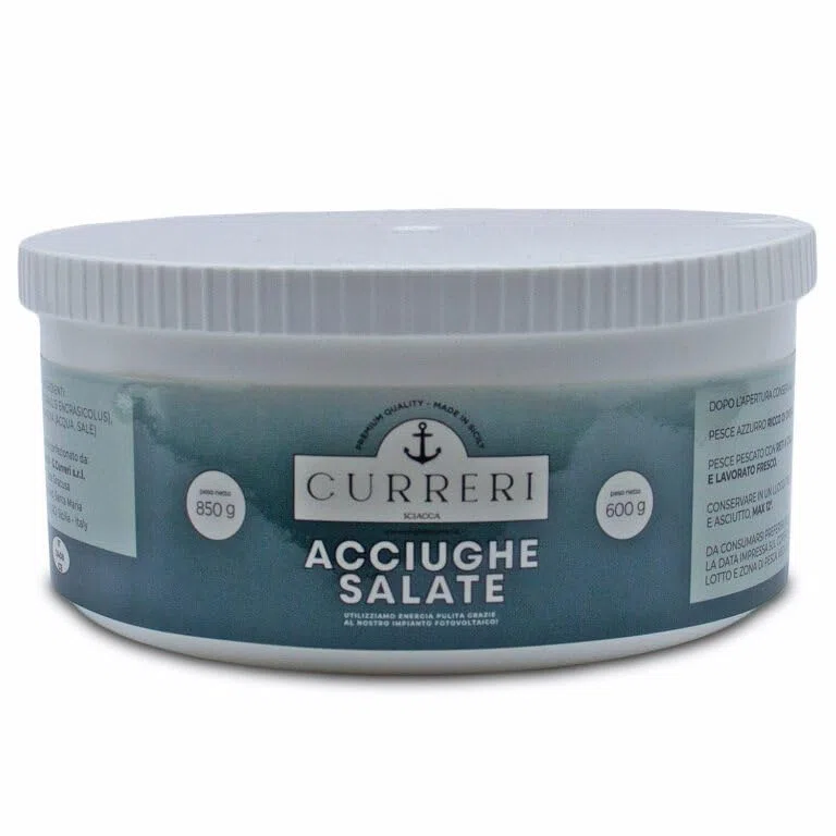 Acciughe Salate di Sciacca, Sicilia "Giuseppe Curreri" | 850g | Sotto salamoia | Lavorate a Mano