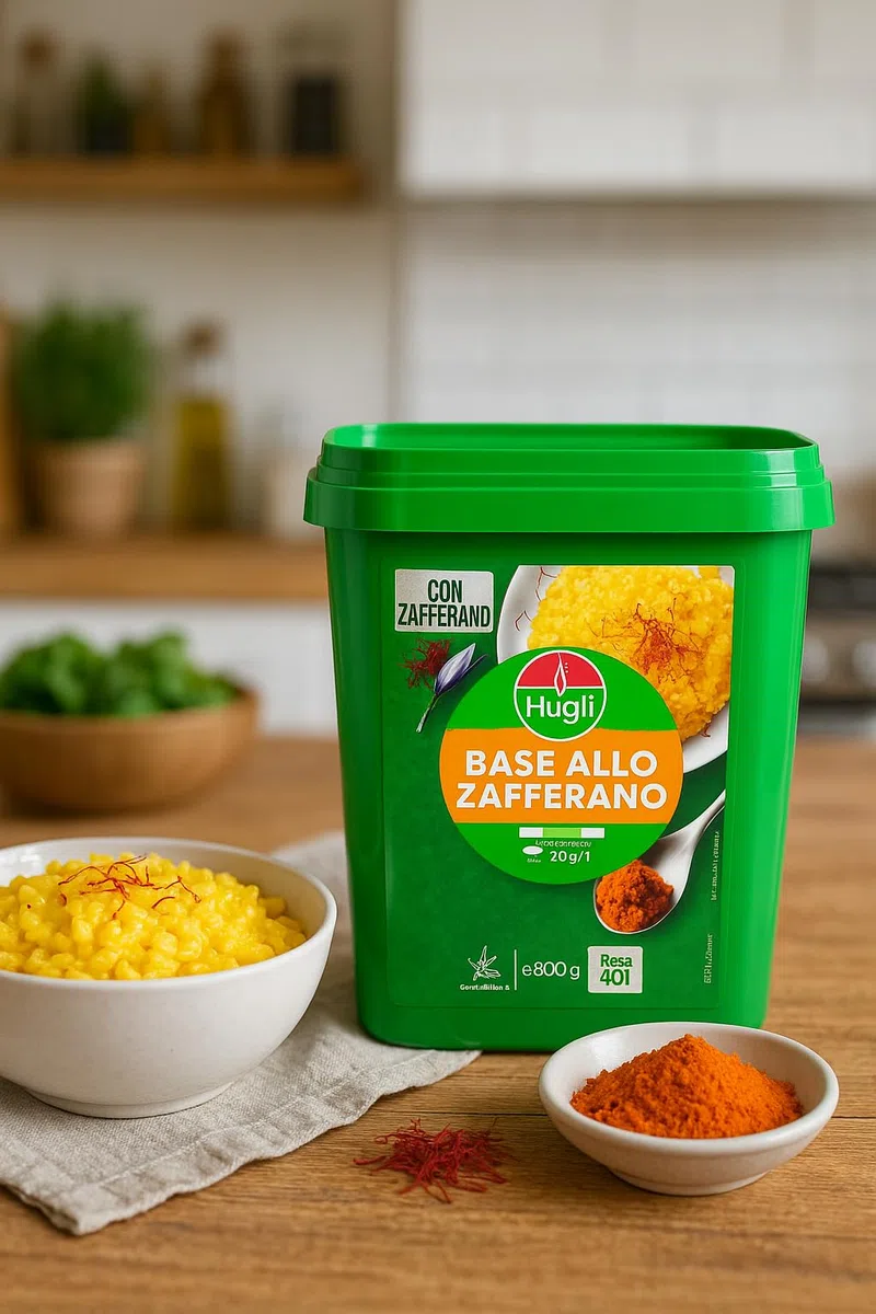 Base allo Zafferano 800g – Preparato Professionale Senza Glutine per Risotti, Paste e Piatti Gourmet – Alta Resa fino a 40 Litri, Facile Dosaggio e Gusto Intenso