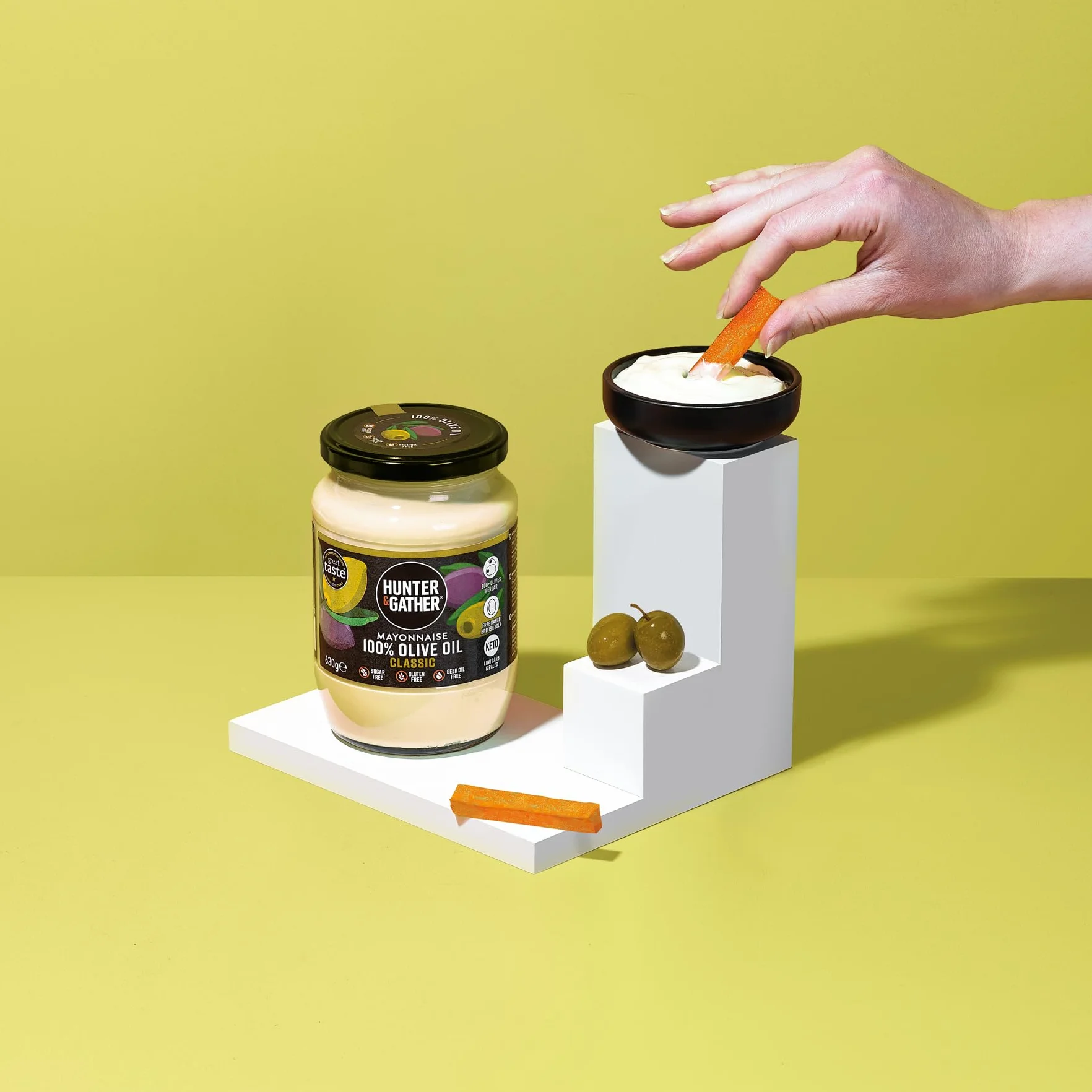 Hunter & Gather Maionese all'Olio d'Oliva 630g | Realizzata con Puro Olio d'Oliva e Uova da Allevamento all'Aperto | Paleo, Cheto, Senza Zucchero e Senza Glutine