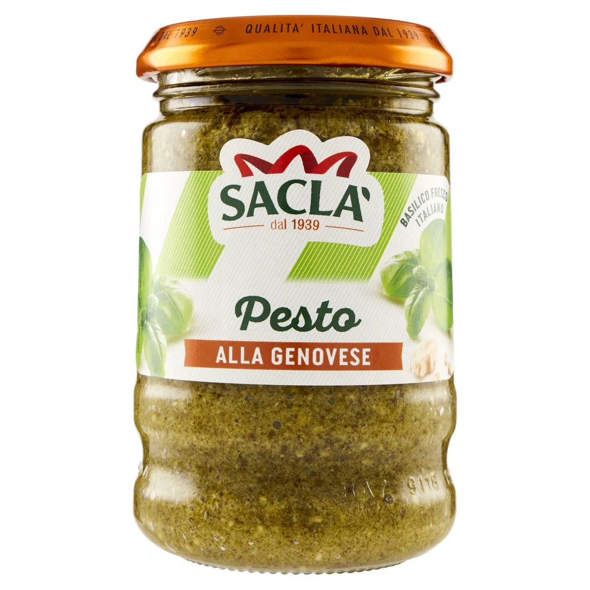 Saclà, Pesto alla Genovese, Condimento per Pasta e per Arricchire i Tuoi Piatti, con Basilico Fresco Italiano, Vaso Vetro, 190g, Confezione da 12 pezzi