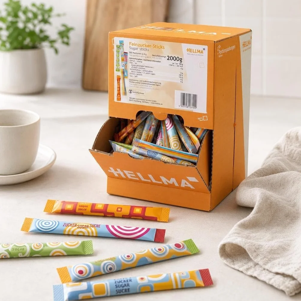 HELLMA Feinzucker-Sticks, Inhalt: 500 Stück à 4 g