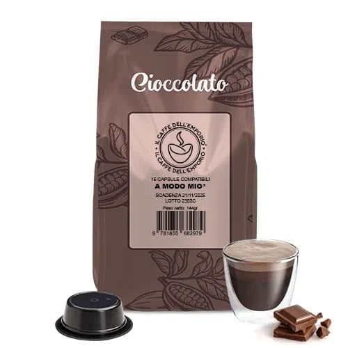 Il Caffè Dell'Emporio Bevanda al Cioccolato Compatibili con Lavazza a Modo Mio 96 Capsule (6 buste da 16 capsule)