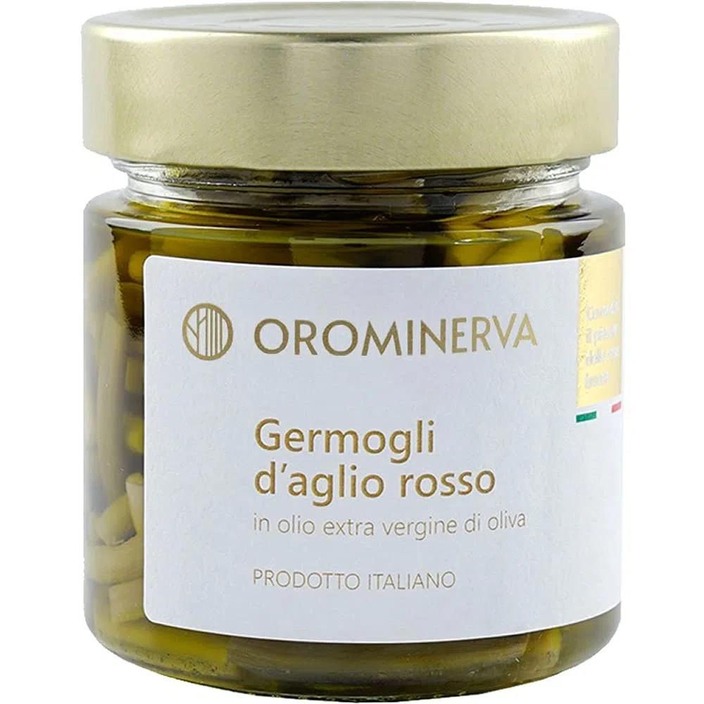OROMINERVA - 3 vasetti di Germogli d'aglio rosso di Sulmona sott'olio