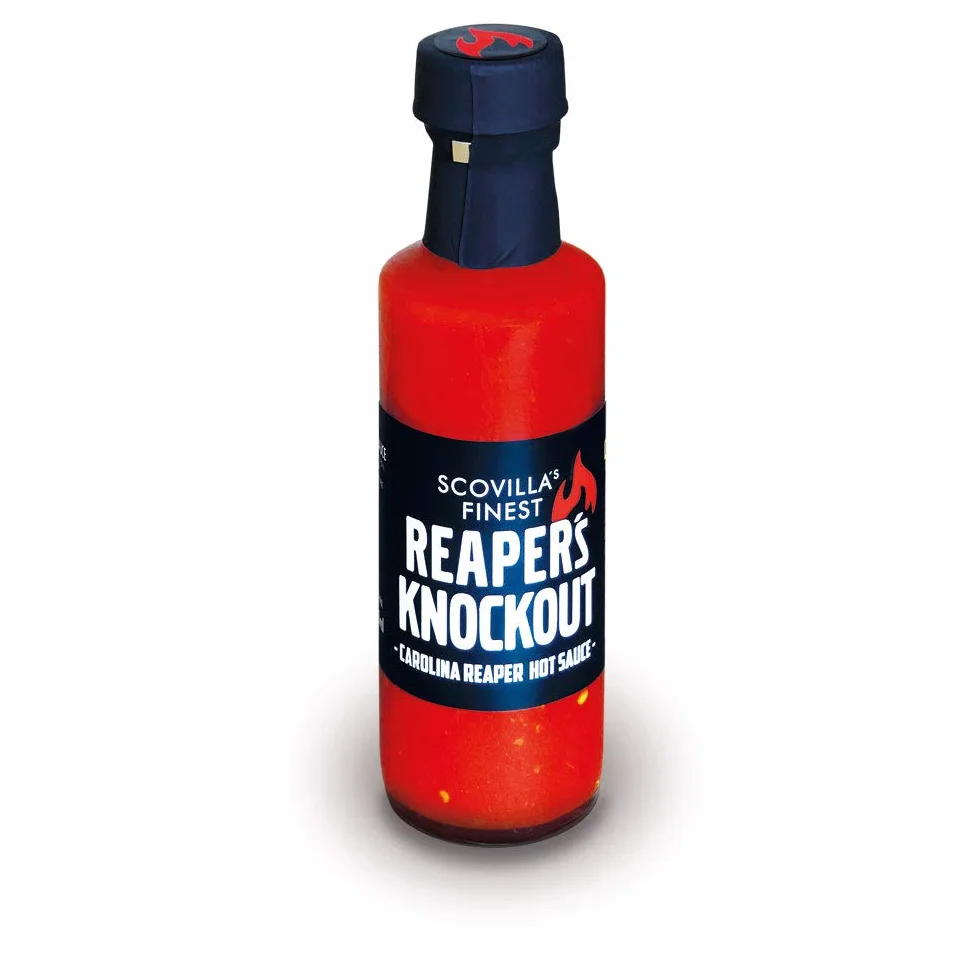 Scovilla 's Finest Reaper's KNOCKOUT 100 ml | Salsa al peperoncino estremamente piccante con Carolina Reaper | Salsa estremamente calda | ingredienti naturali al 100%