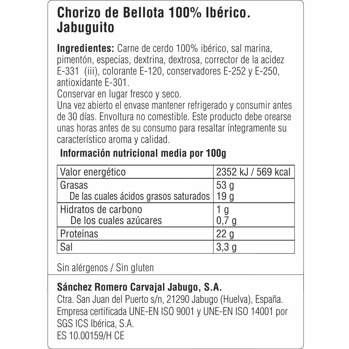 Jabuguitos Sanchez Romero Carvajal - Puro Chorizo ​​di Maiale Iberico Bellota. 4 confezioni.