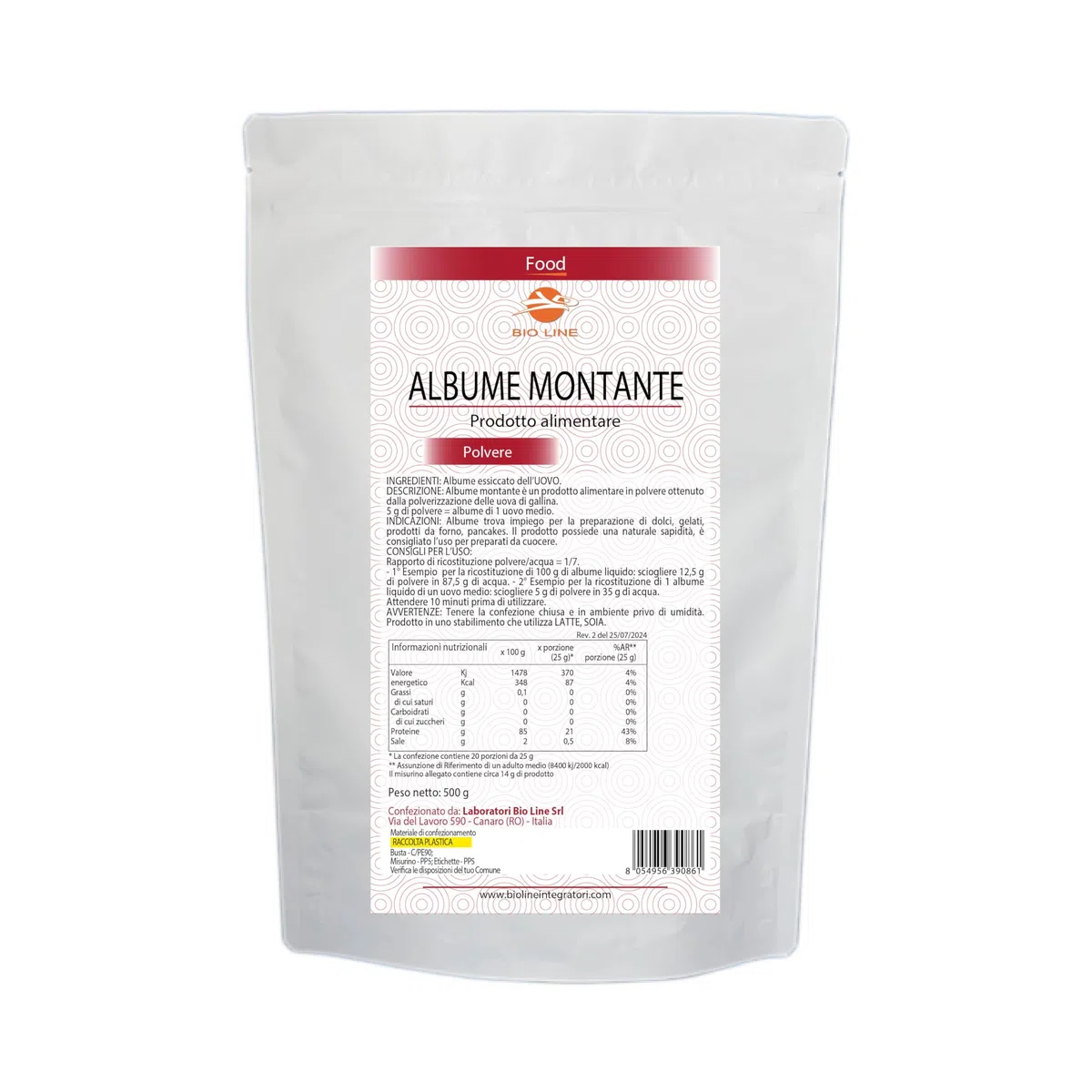 Albume D'uovo Montante in Polvere (Neutro, 500 G) Ottenuto da Uova Fresche di Gallina, Indicato per Preparazione di Dolci e Alimenti da Forno - Prodotti Alimentari Made in Italy