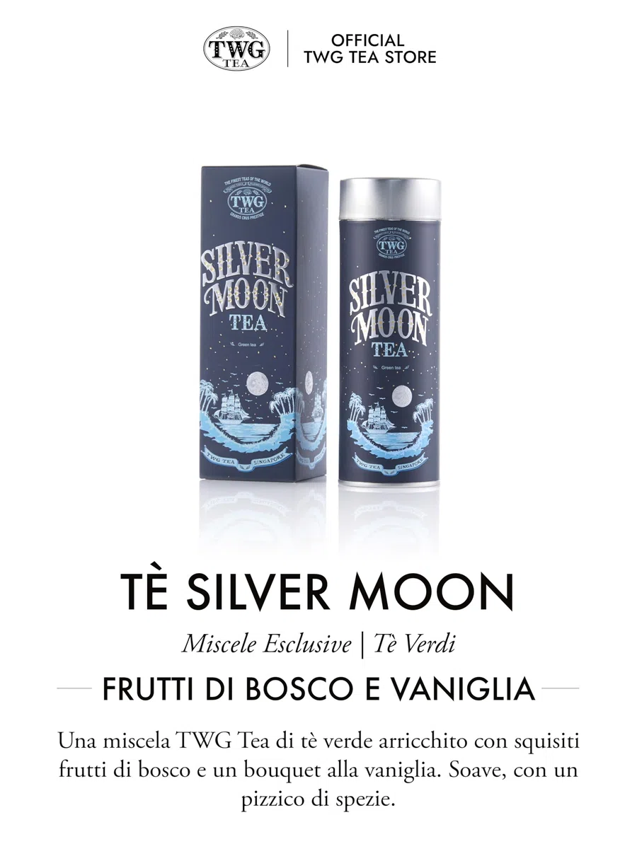 TWG Tea | Silver Moon Tea | Tè Verde | Fragola | Latta Haute Couture, 100G | Set Regalo