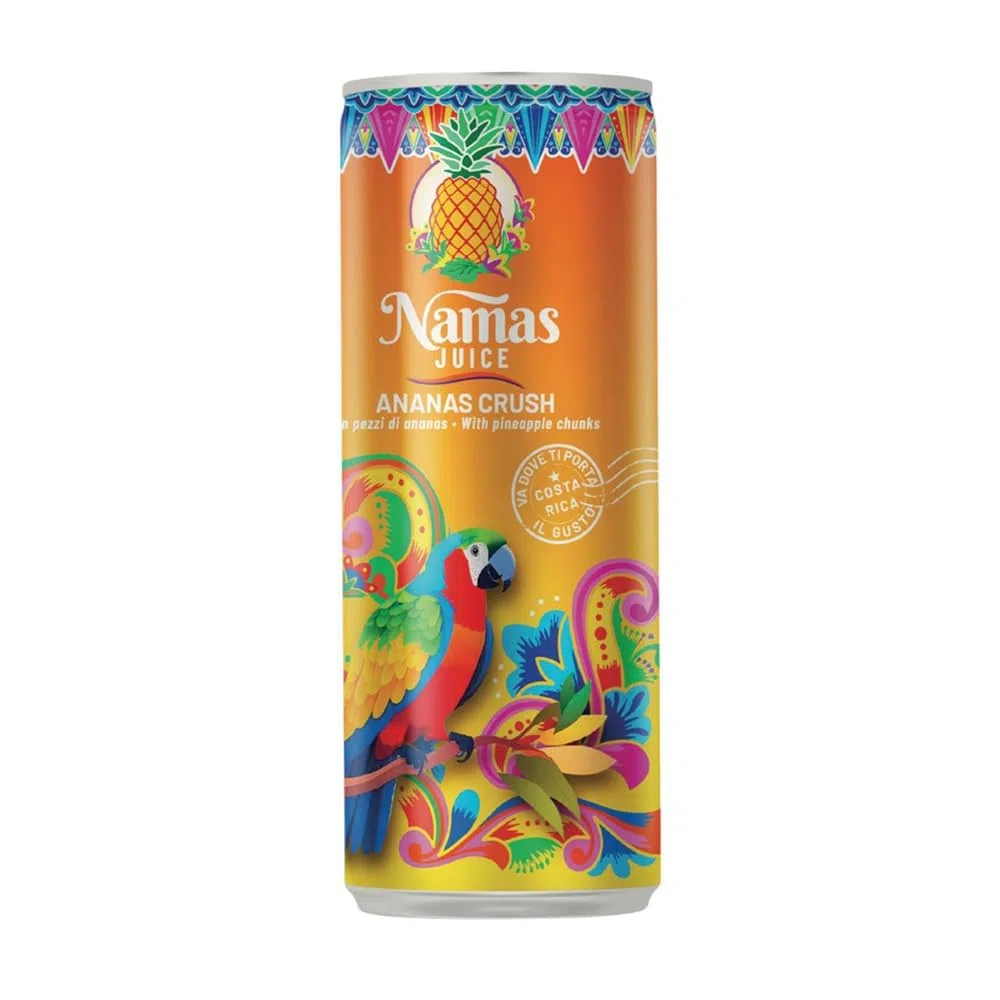 Namas Juice Bevanda Non Gassata Succo di Ananas con Vitamina C Senza Glutine Confezione da 12 Lattine da 250ml