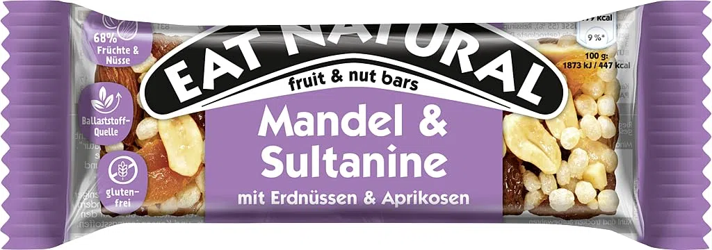 Barrette di Cereali Eat Natural Mandorle e Uva Sultanina Expo 12 x 40 g