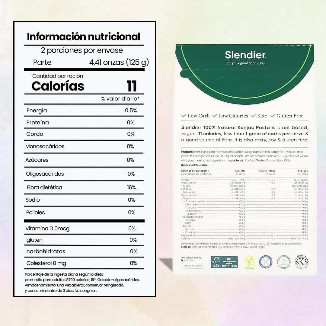 Slendier - Spaghetti di soia biologici | Spaghetti di soia ad alto contenuto proteico | Adatto a cheto e vegani | Senza glutine e grassi | Pasto sano e veloce | Confezione da 6