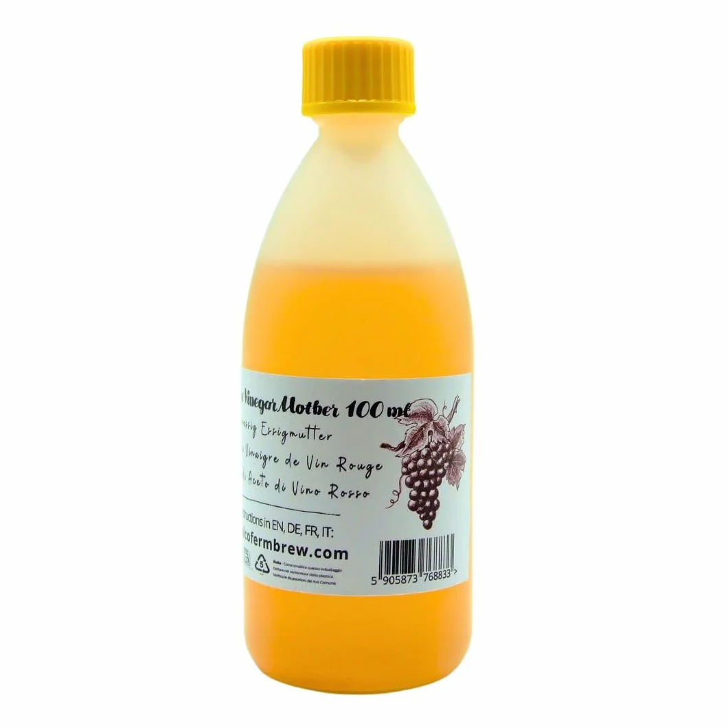 Madre di Aceto per Vino Rosso 100 ml - Coltura Naturale di Fermentazione - Fino a 50 L di Aceto
