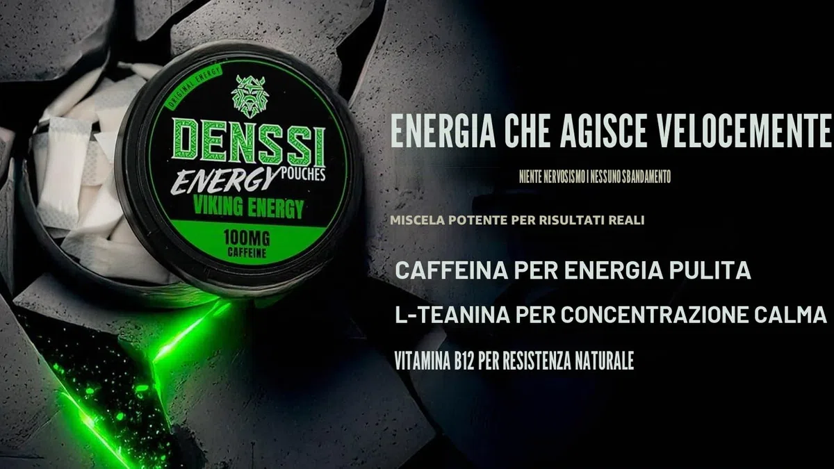 Denssi Pouches Energia - Sacchetti di energia alla caffeina - Sostituzione gratuita/alternativa per concentrazione e energia - Sacchetti nootropi senza zucchero (3 confezioni, Viking Energy)