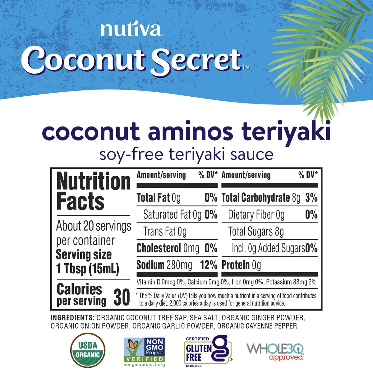 Coconut Secret, The Original Coconut Aminos, Salsa di Condimento senza Soia, Sapore di Teriyaki, Alimenti Biologici, Cocco, Aminoacidi, Alternativa alla Salsa di Soia, 296ml, Senza Glutine, Vegan