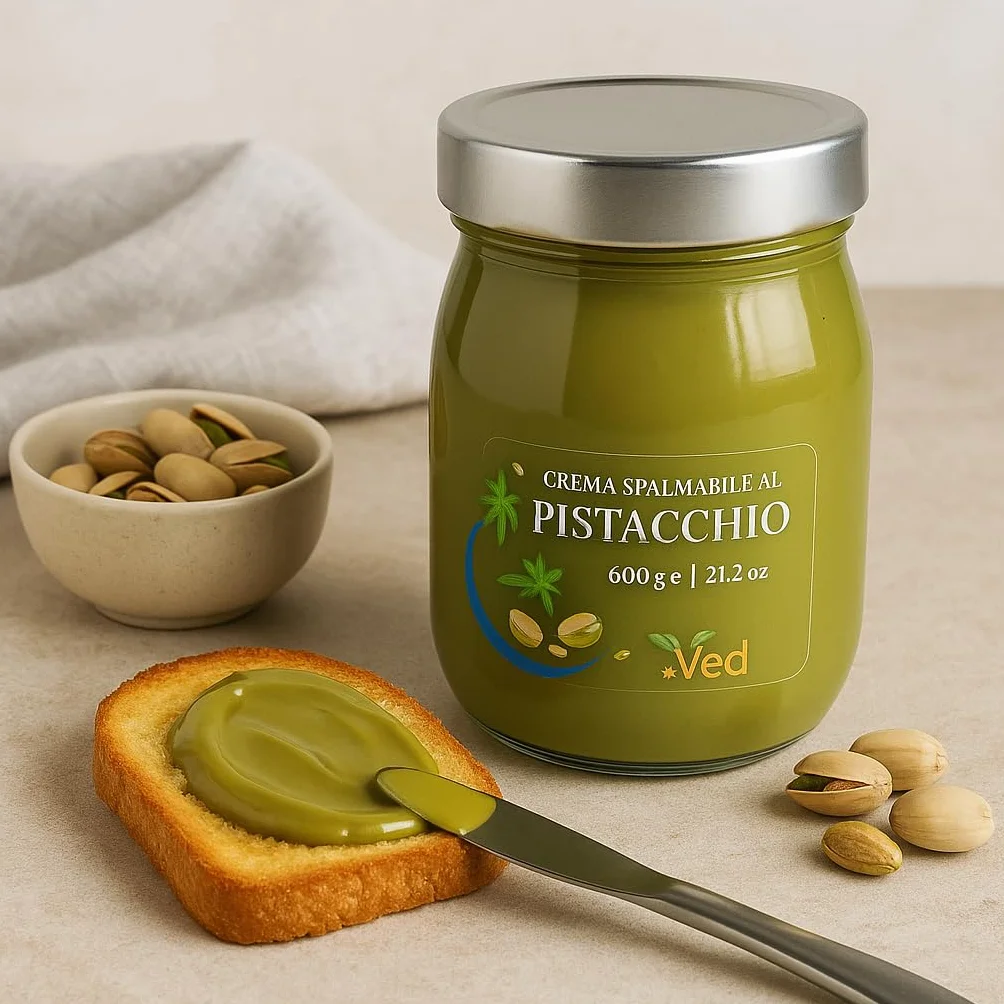 Burro di pistacchio premium VED – Prodotto in Italia | Etichetta pulita, ingredienti naturali | Vegano e senza glutine (600 g)