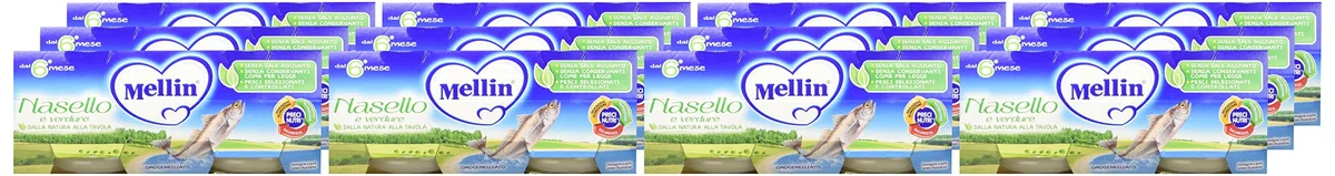 Mellin Omogeneizzato Nasello e Verdure - 24 Vasetti da 80 gr