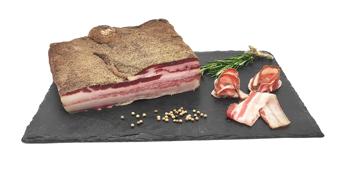 Pancetta Tesa Umbra Stagionata trancio Kg.1,00 SV - Norcineria Umbra Produzione Artigianale - Gluten Free - Il Salumiere 1978