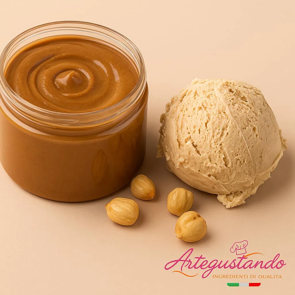 Artegustando-Pasta di Nocciola Italia 500 Gr “Delizia” – Senza Glutine – Cremosa – Per Dolci, Creme e Gelati (500g)
