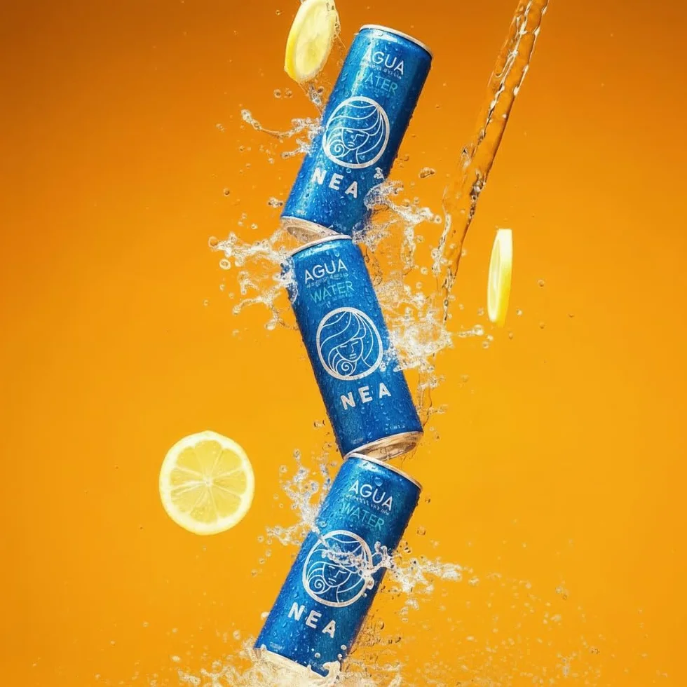 NEA Acqua Frizzante in Lattina di Alluminio Riciclabile - Acqua Minerale Effervescente di Sorgente Alpina - Pack 24 Lattine 33cl - Senza Plastica BPA Free - Bollicine Fini