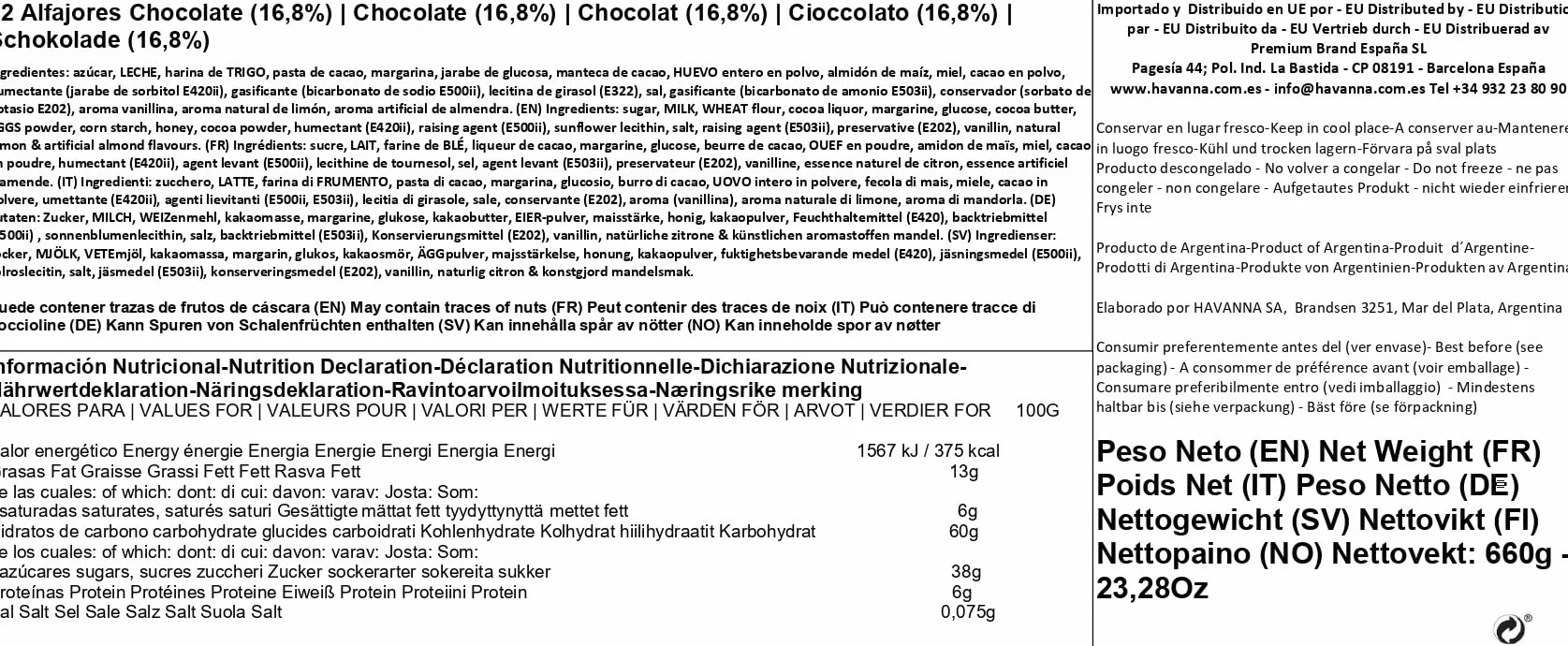 Havanna | Alfajores al Cioccolato | Biscotti Ricoperti Ripieni di Dulce de Leche | 12 unità | 660 g