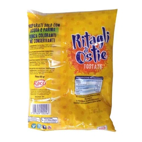 10 confezioni di Ritagli di ostie 600 gr. (10 buste da 60 gr.cadauna) croccanti e leggere.