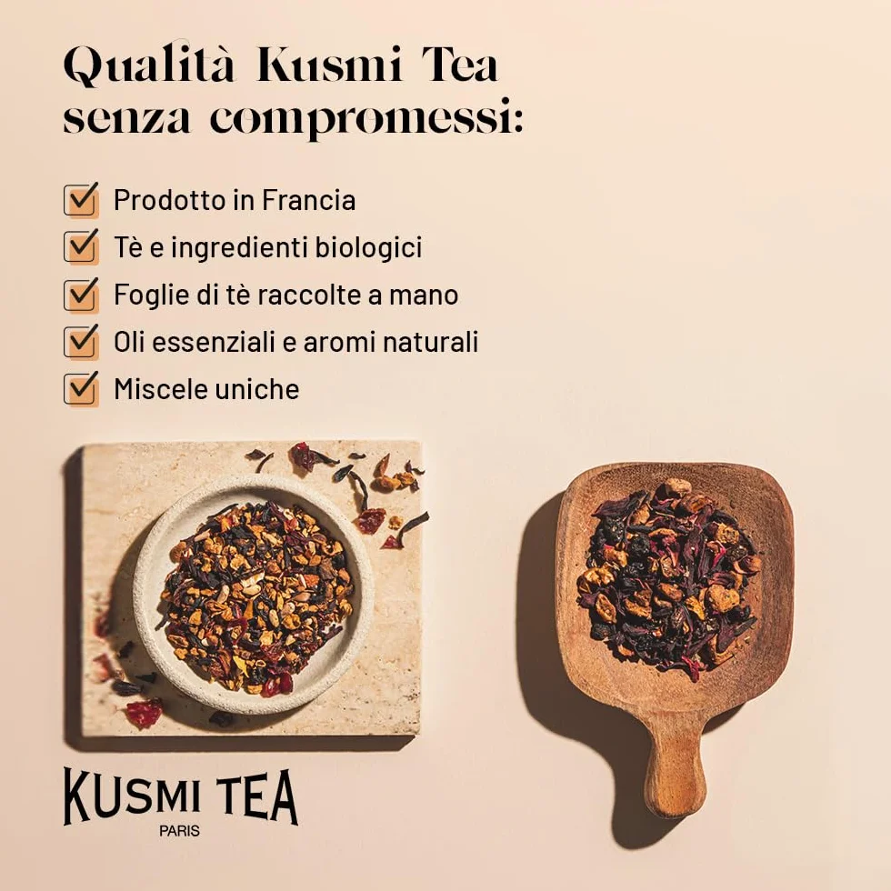 Kusmi Tea - Confezione Regalo di Tè Verdi Biologici Con Infusore - Cofanetto per Uomini e Donne - Verde alla Menta, al Gelsomino - Foglie Sfuse - 5 Scatole in Metallo da 25g
