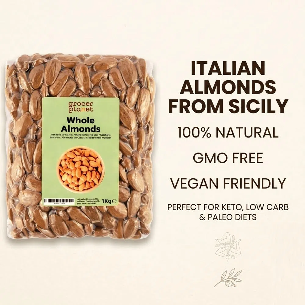 Grocer Planet - Mandorle Sgusciate Naturali (1Kg) | Origine Sicilia