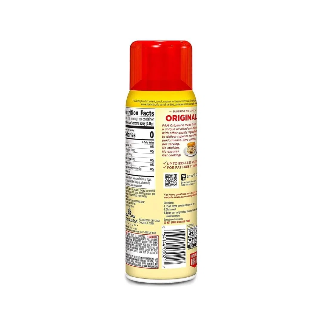 Trinovi PAM Original Cooking Spray 2x170g - Frittura e cottura a basso contenuto di grassi con olio di colza - Spray antiaderente per cucina - Cioccolato Tony's gratuito
