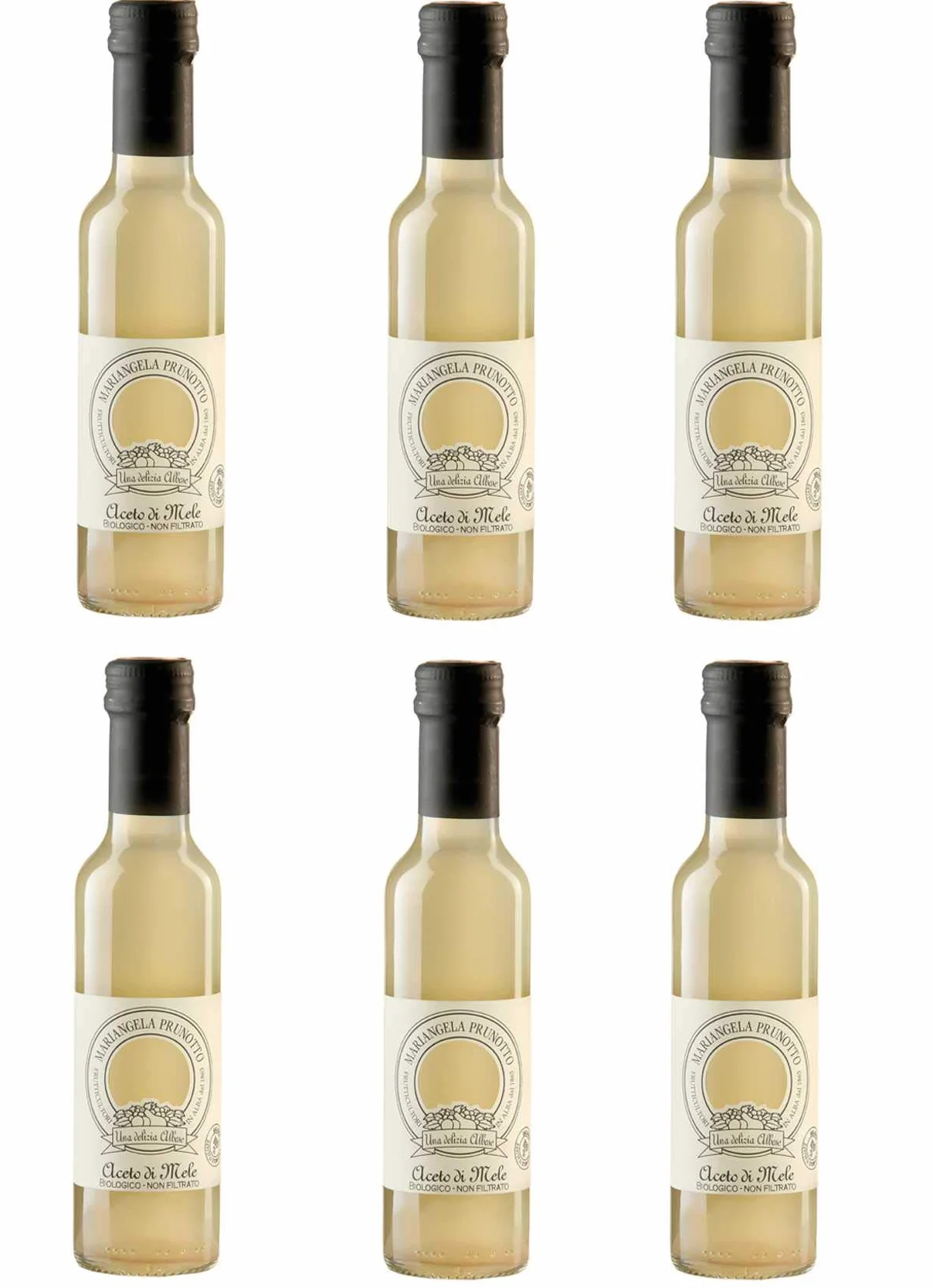 Azienda Agricola Prunotto Mariangela - 6 Bottiglie Aceto di Mele Biologico, Integrale, Non Filtrato, Non Pastorizzato, Con Madre, 500 ml (6x500g)