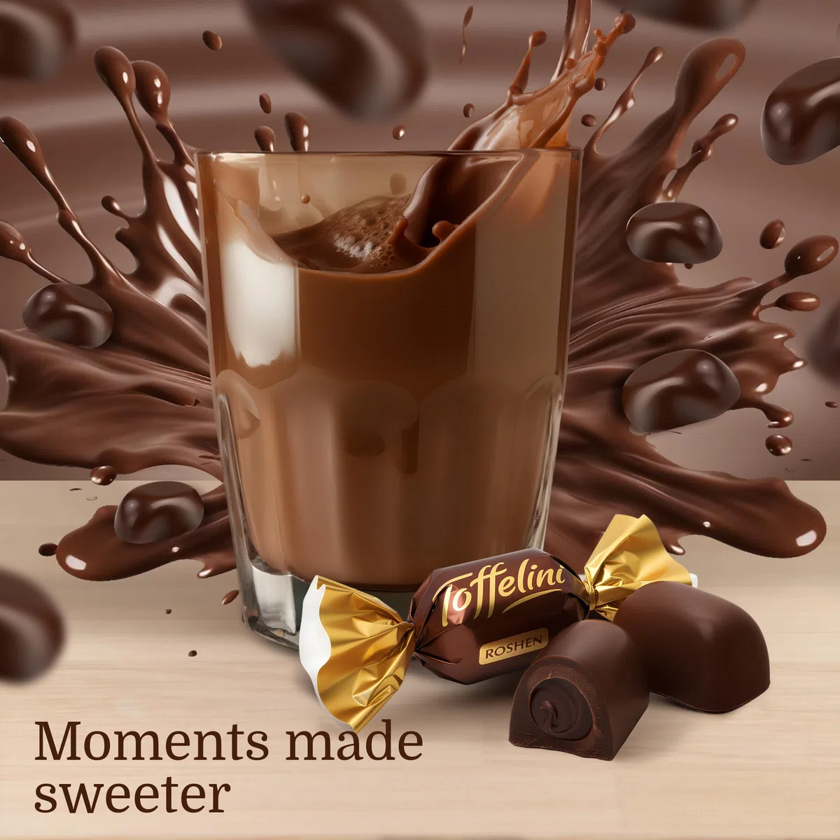 Roshen Toffelini Caramelle al Toffee Ricoperte di Cioccolato Fondente con Ripieno di Cacao, 1 kg