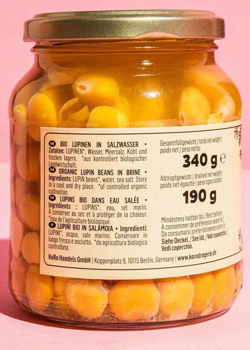 KoRo - Lupini bio in salamoia 6 x 190 g - alto contenuto di proteine - ricco di fibre - gustosi legumi pronti da gustare