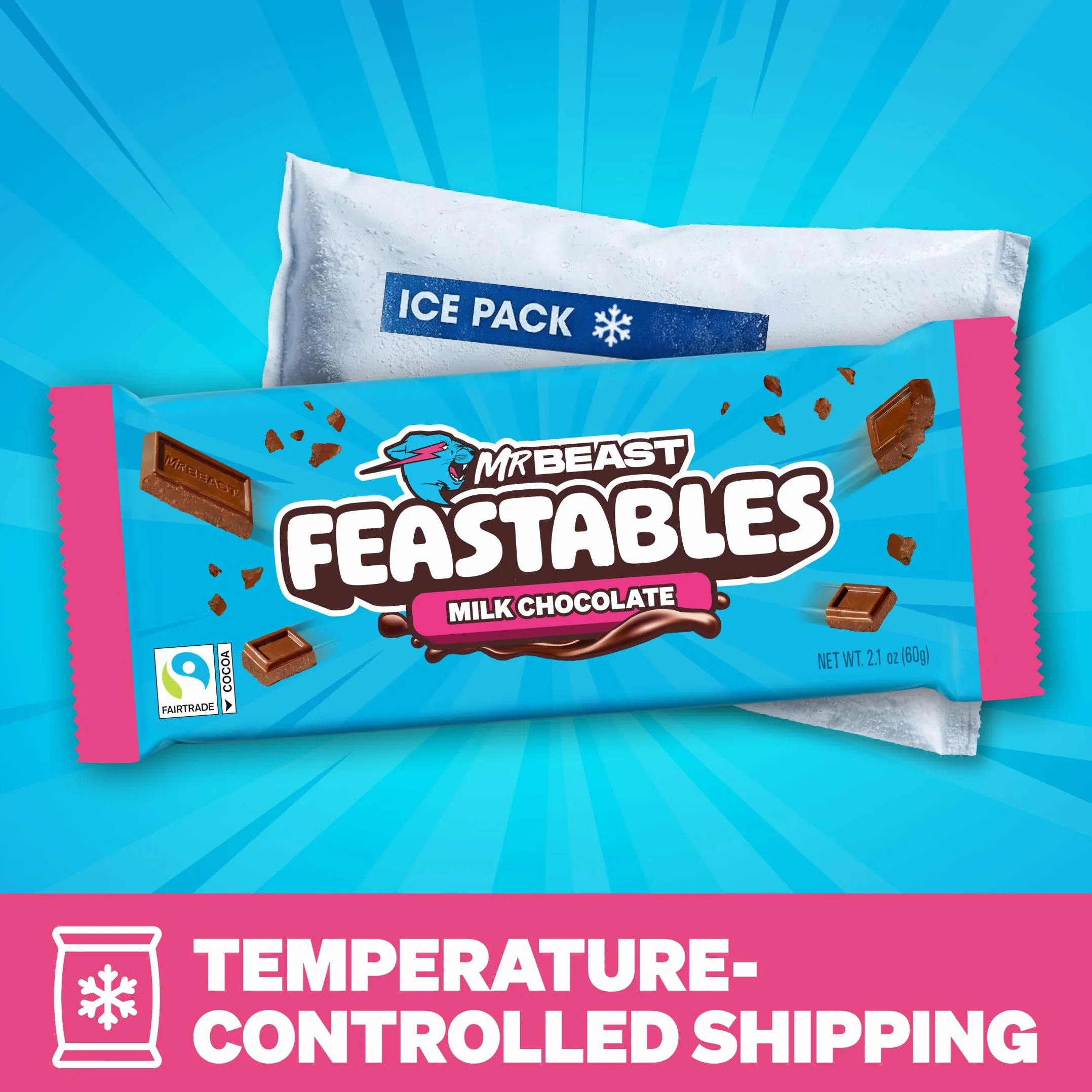 Feastables MrBeast Chocolate Bars/Barrette di cioccolato (10 x 60 g) - Il regalo di cioccolato per la vera bestia. (Milk Chocolate)