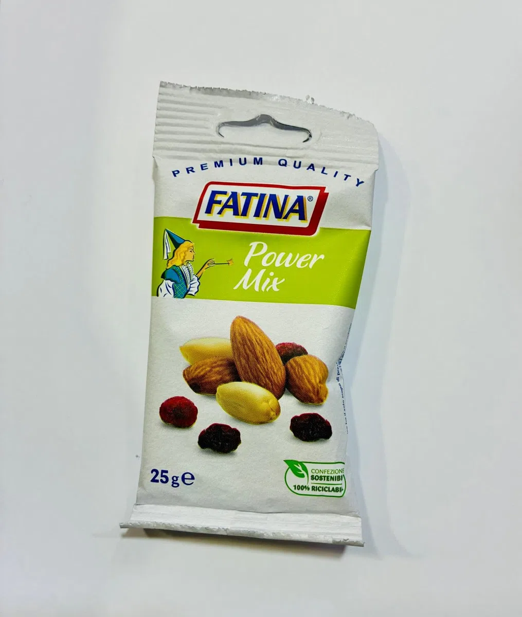 Fatina Fruit Snack - Power Mix - Assortimento di Frutta secca,Frutta disidratata ed Arachidi - 26 Pacchetti Monodose da 25 g