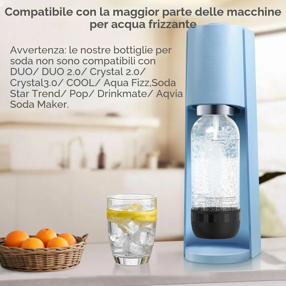 Bottiglie per Soda 1L, Confezione da 2, Senza BPA, PET, Riutilizzabili, 2x Nere, Compatibili con Macchine per Soda e Acqua Frizzante